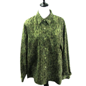 SUSAN Graver Green Snakeskin Print Button Front Blouse